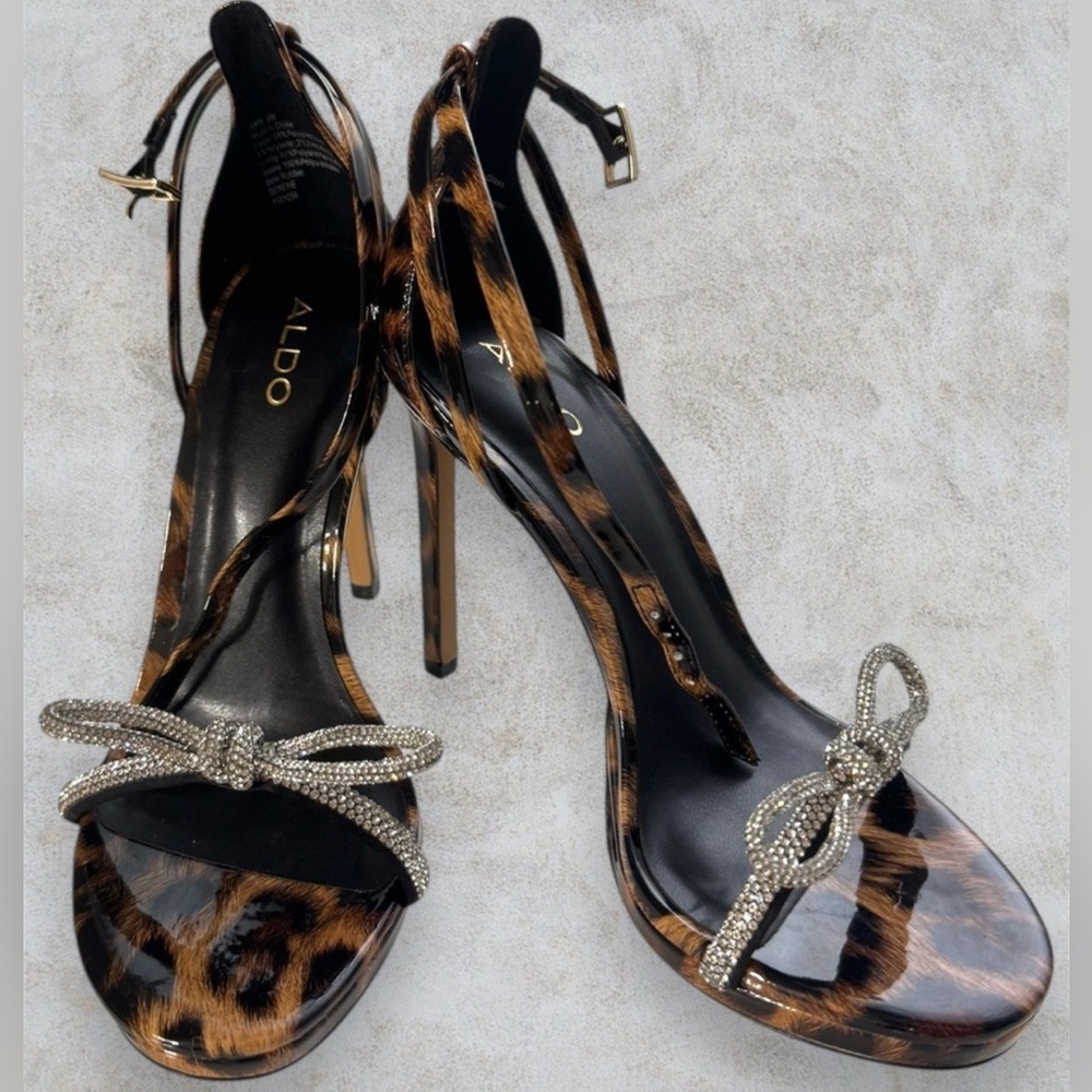 Aldo Brown and Silver Heels with Rhinestone Accents